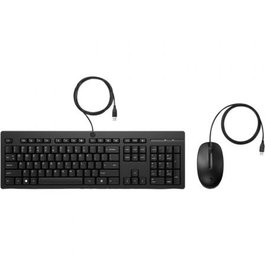 HP Combo Teclado y Ratón con Cable 225 - Teclado Tamaño Completo de 3 Zonas con Tecla Copilot, Inclinación Ajustable, USB-A, Ratón Óptico 1200 DPI, Color Negro (AX2Y7AA)